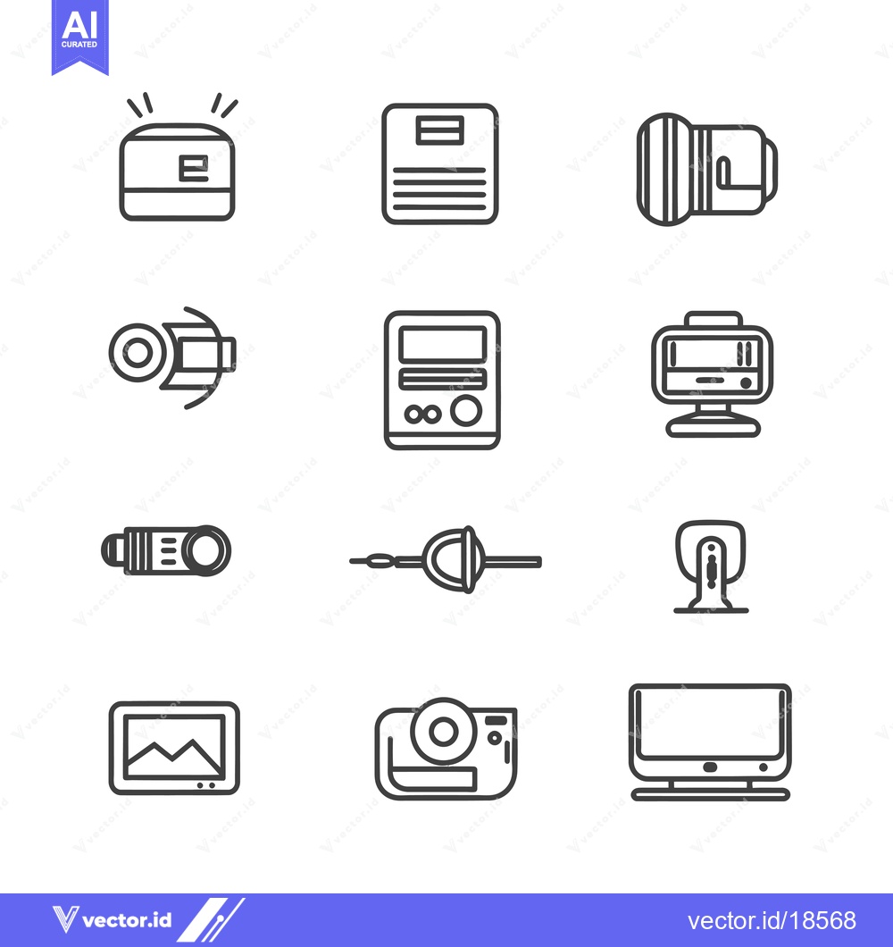 Premium Vector dari A Set of Line Icons Representing Electronic Devices