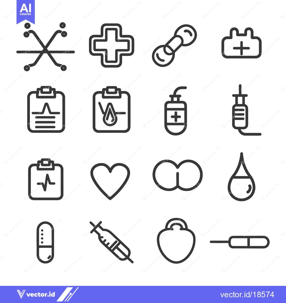 Premium Vector dari A Set of Medical Icons in Black and White