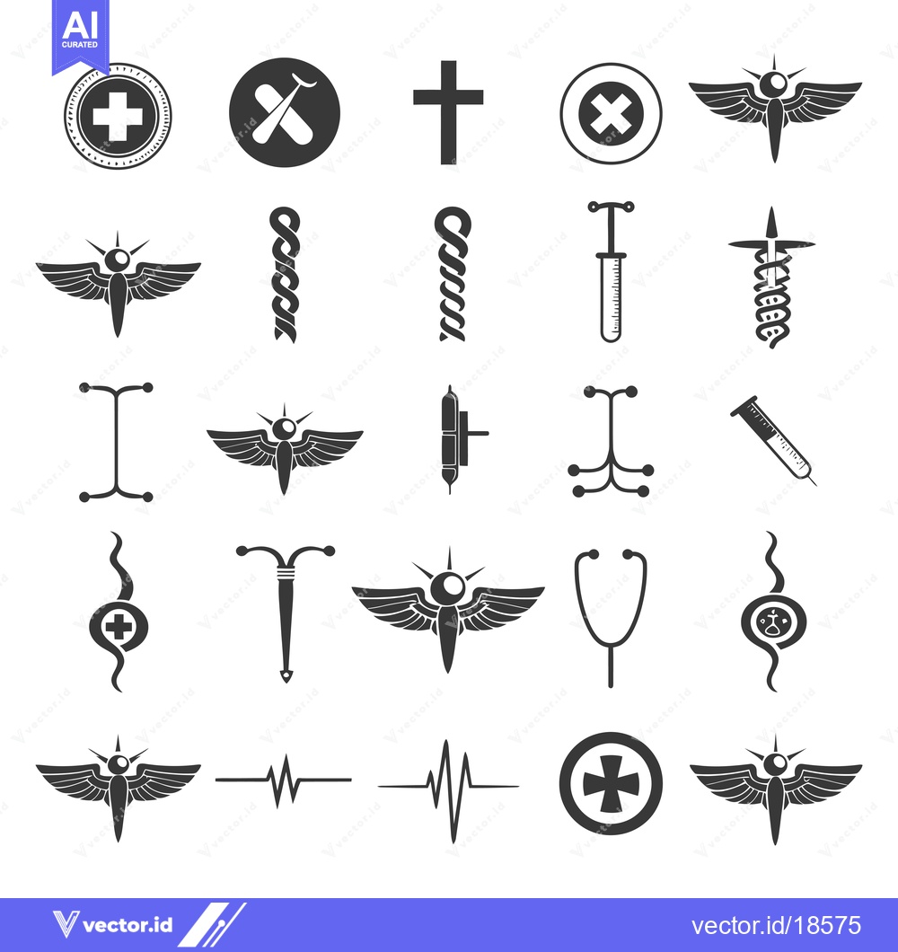 Premium Vector dari A Set of Medical Icons in Black and White