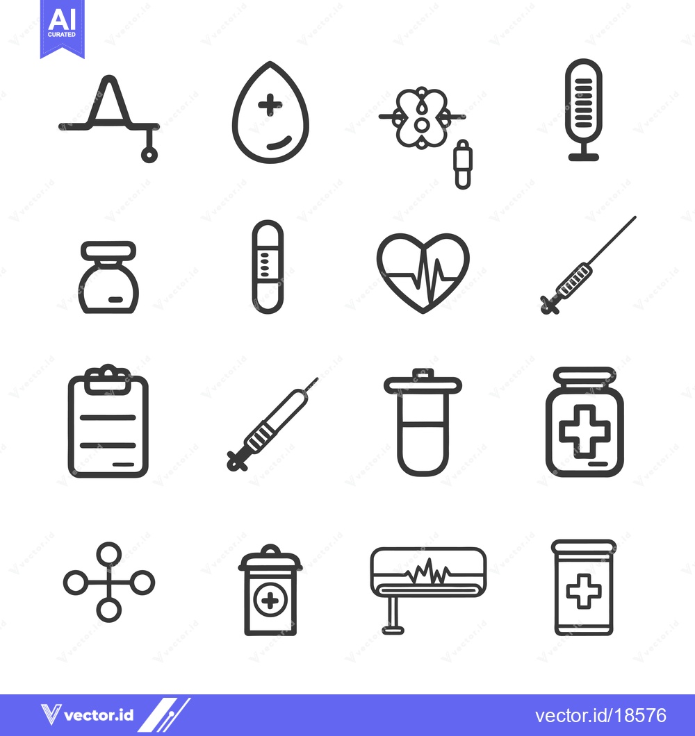 Premium Vector of A Set of Medical Line Icons