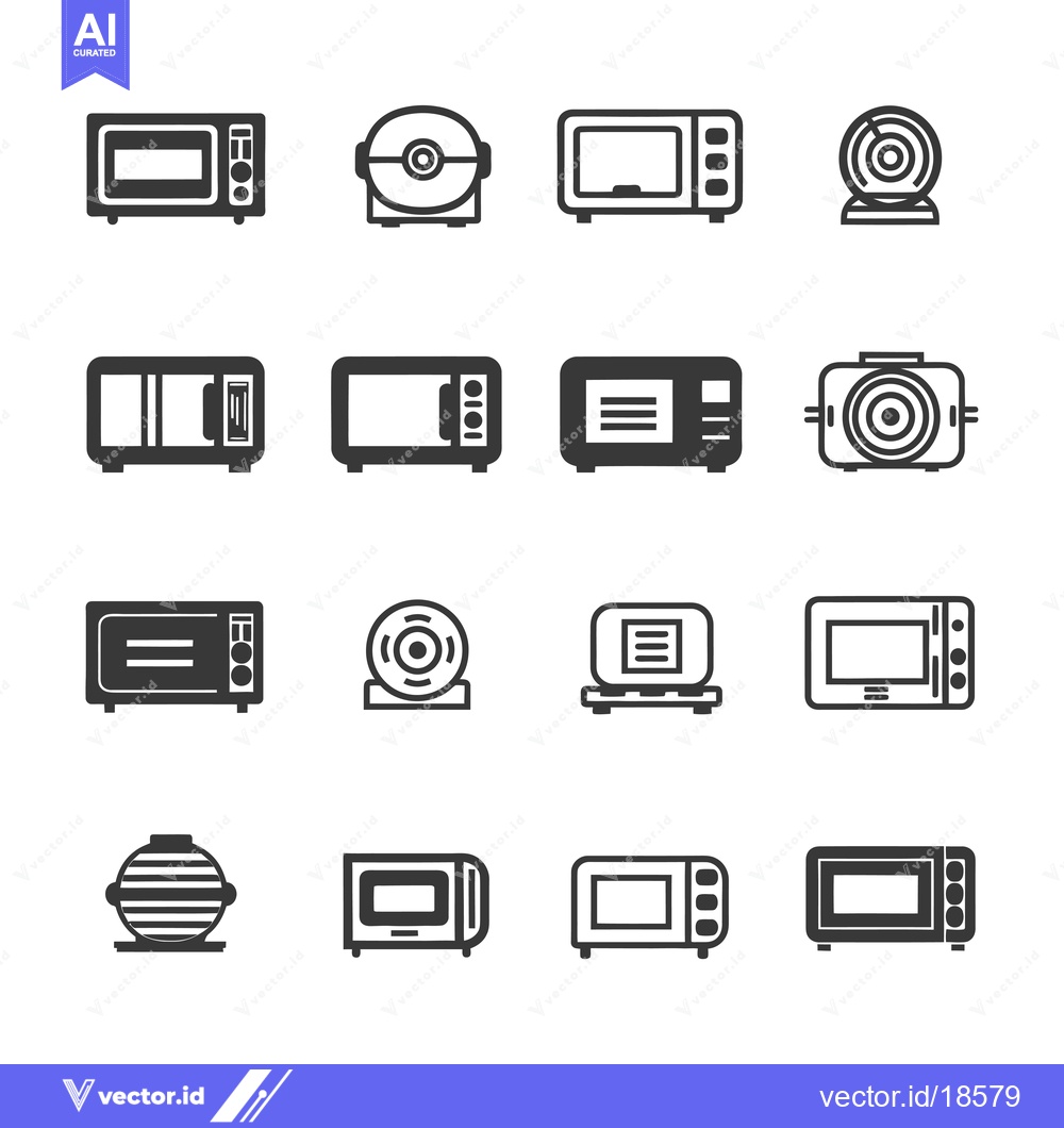 Premium Vector dari A Set of Microwave Oven and Toaster Oven Icons