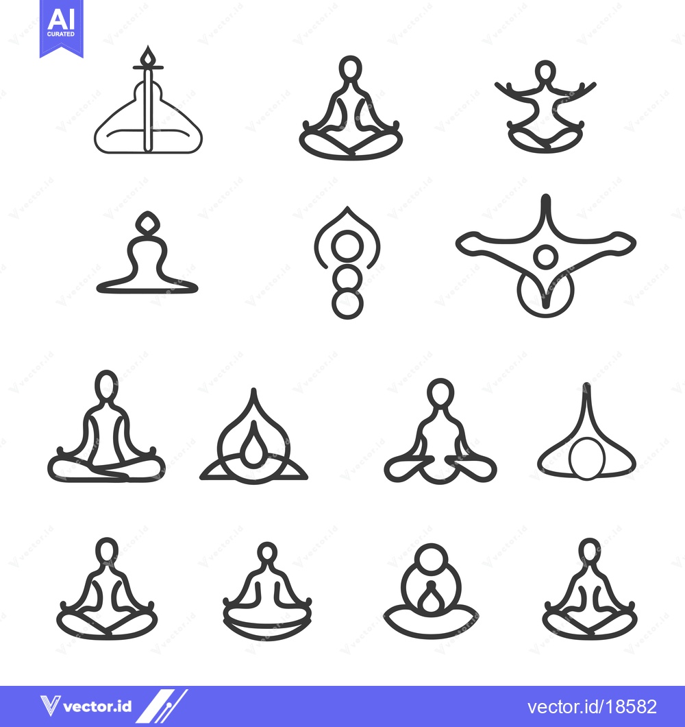 Premium Vector of A set of minimalist line art illustrations depicting meditation and yo