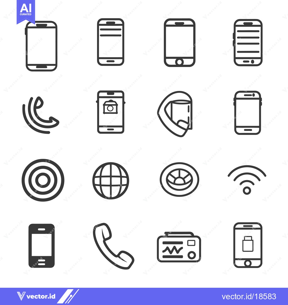 Premium Vector of A Set of Modern Cell Phone and Communication Icons
