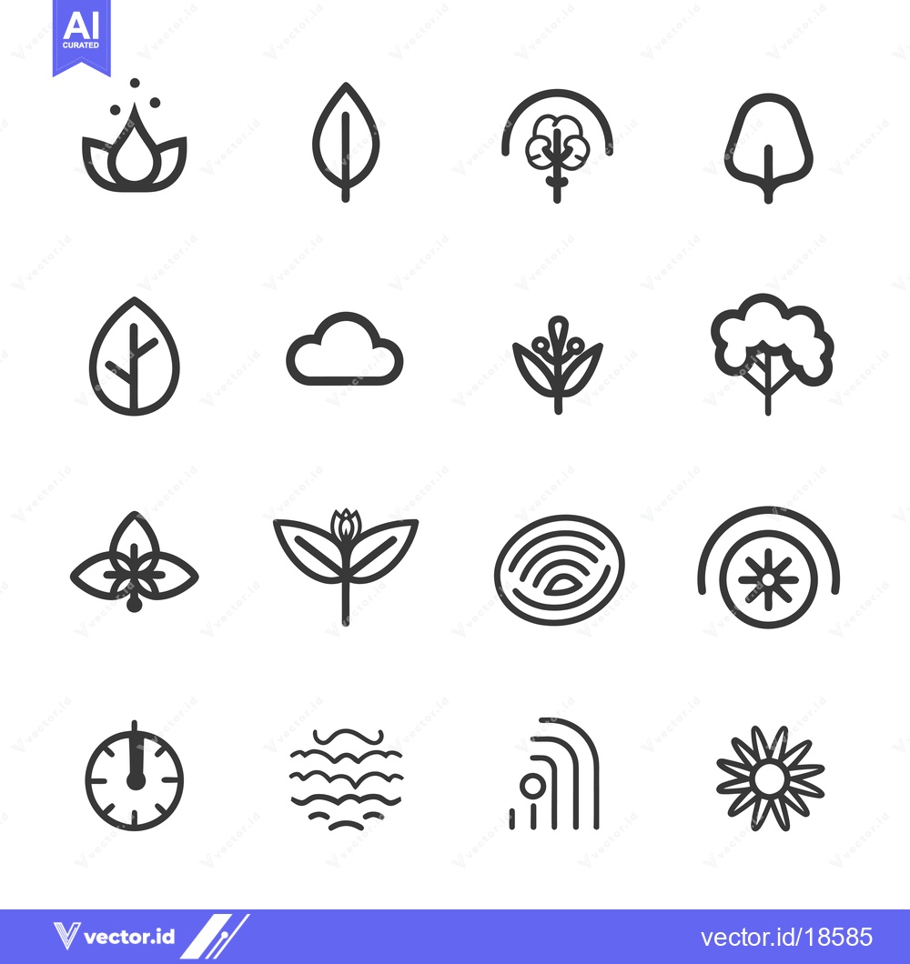 Premium Vector dari A Set of Nature-Themed Line Icons