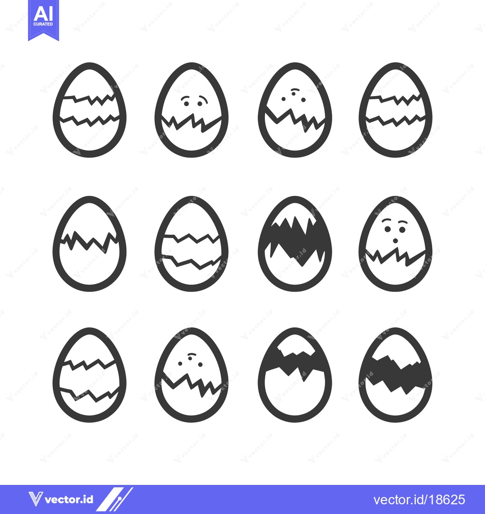 Premium Vector dari A Set of Nine Cracked Egg Icons with Various Expressions