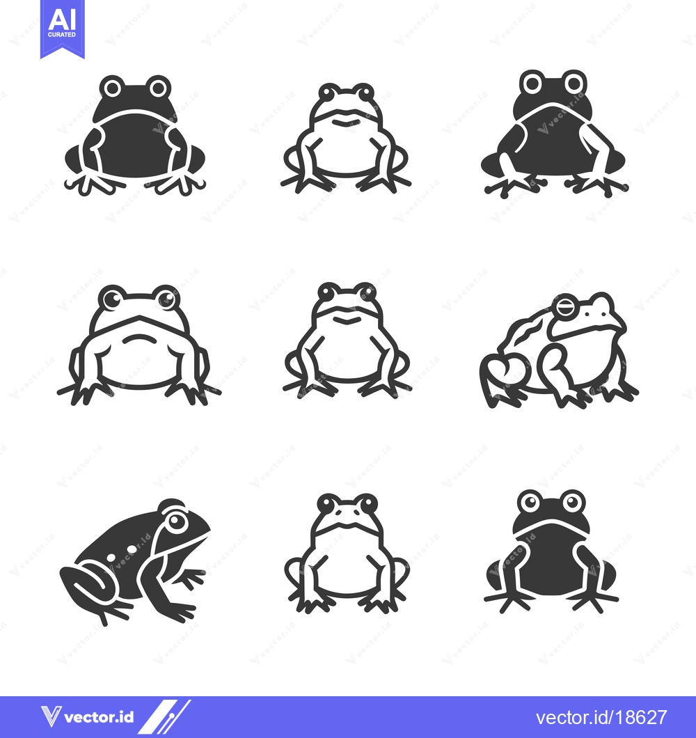 Premium Vector dari A Set of Nine Different Frog and Toad Icons