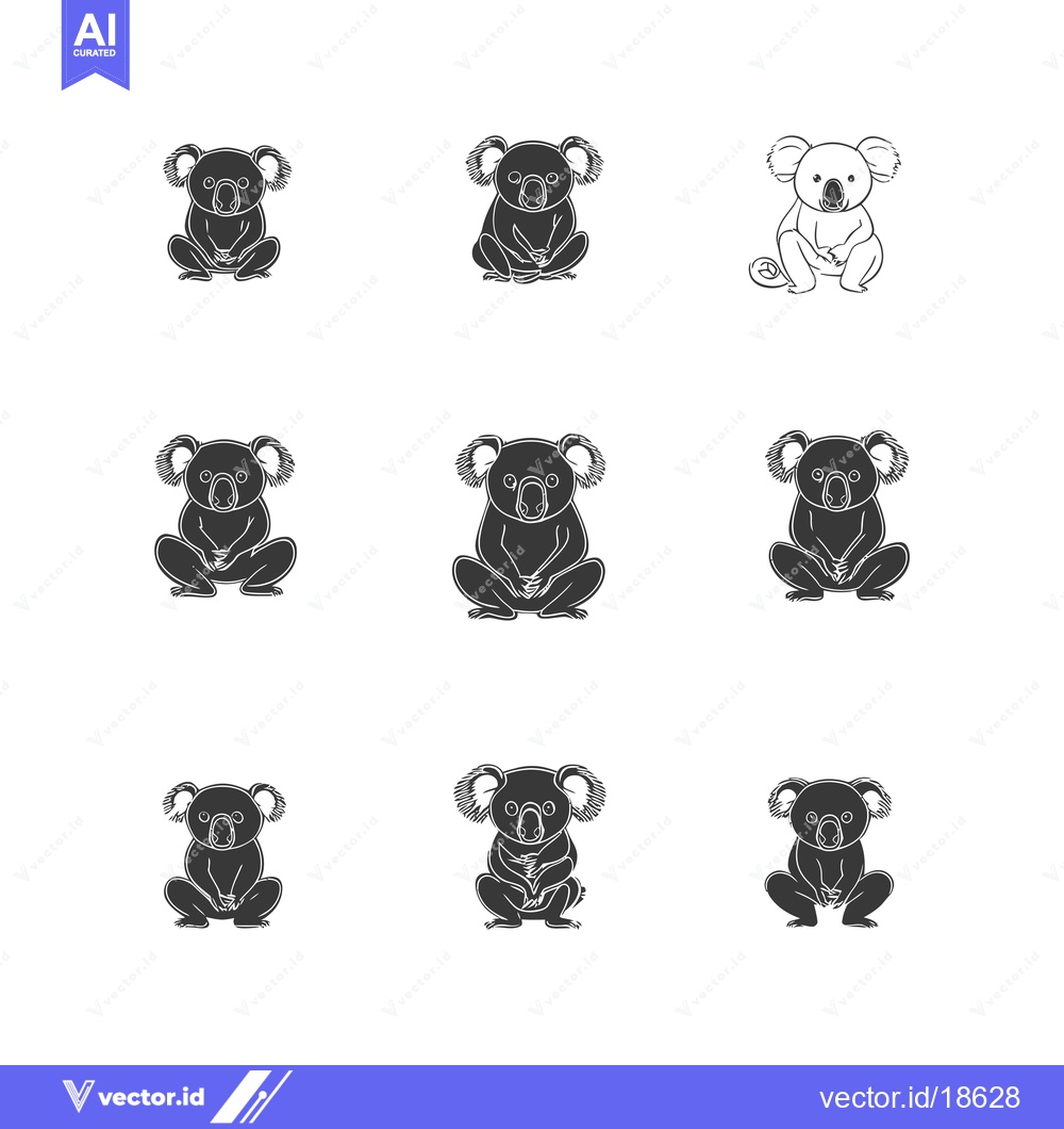 Premium Vector dari A Set of Nine Different Koala Bear Illustrations