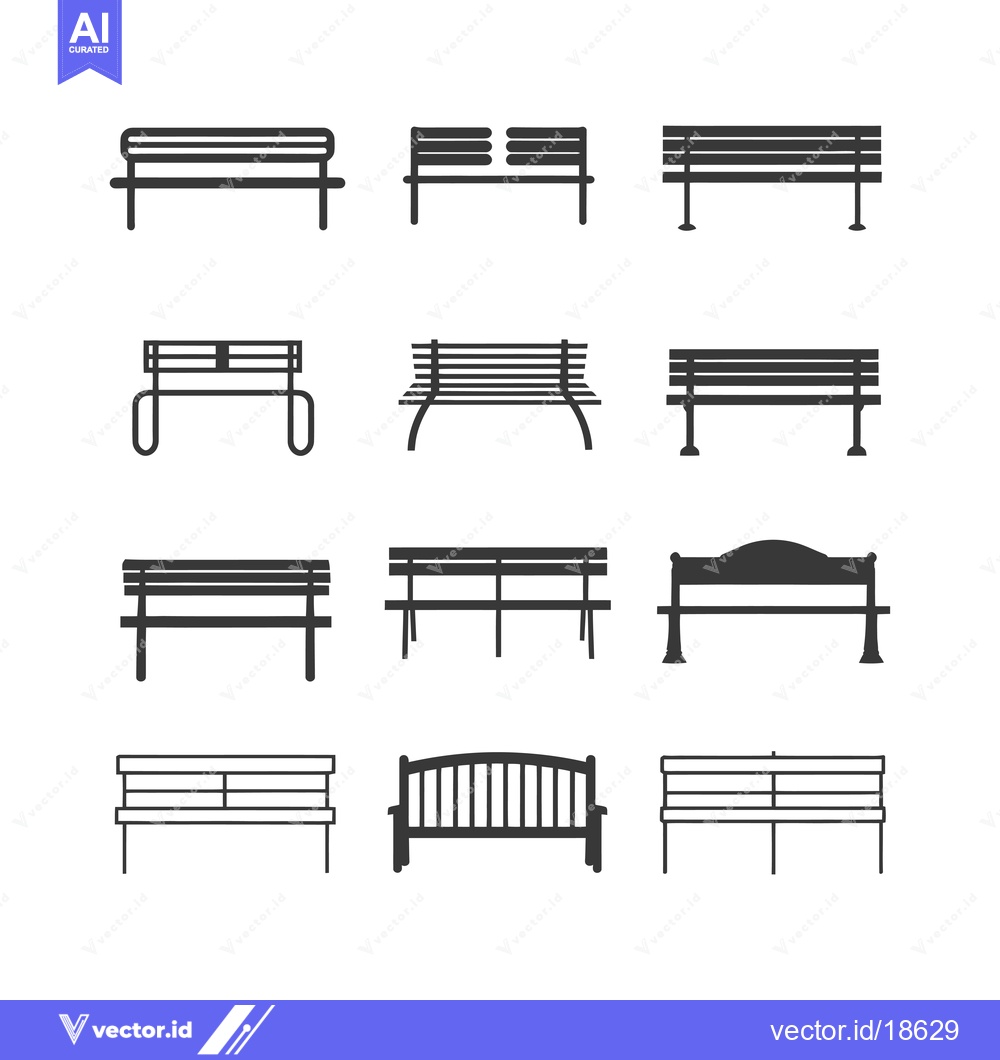 Premium Vector dari A Set of Nine Different Styles of Park Benches