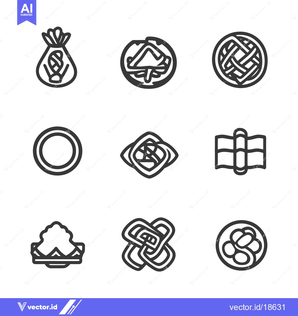 Premium Vector dari A Set of Nine Geometric Line Art Designs with Intertwining Patterns