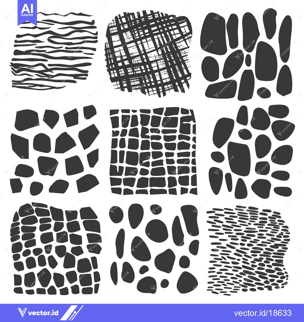 Premium Vector dari A Set of Nine Hand-Drawn Abstract Patterns with Irregular Shapes