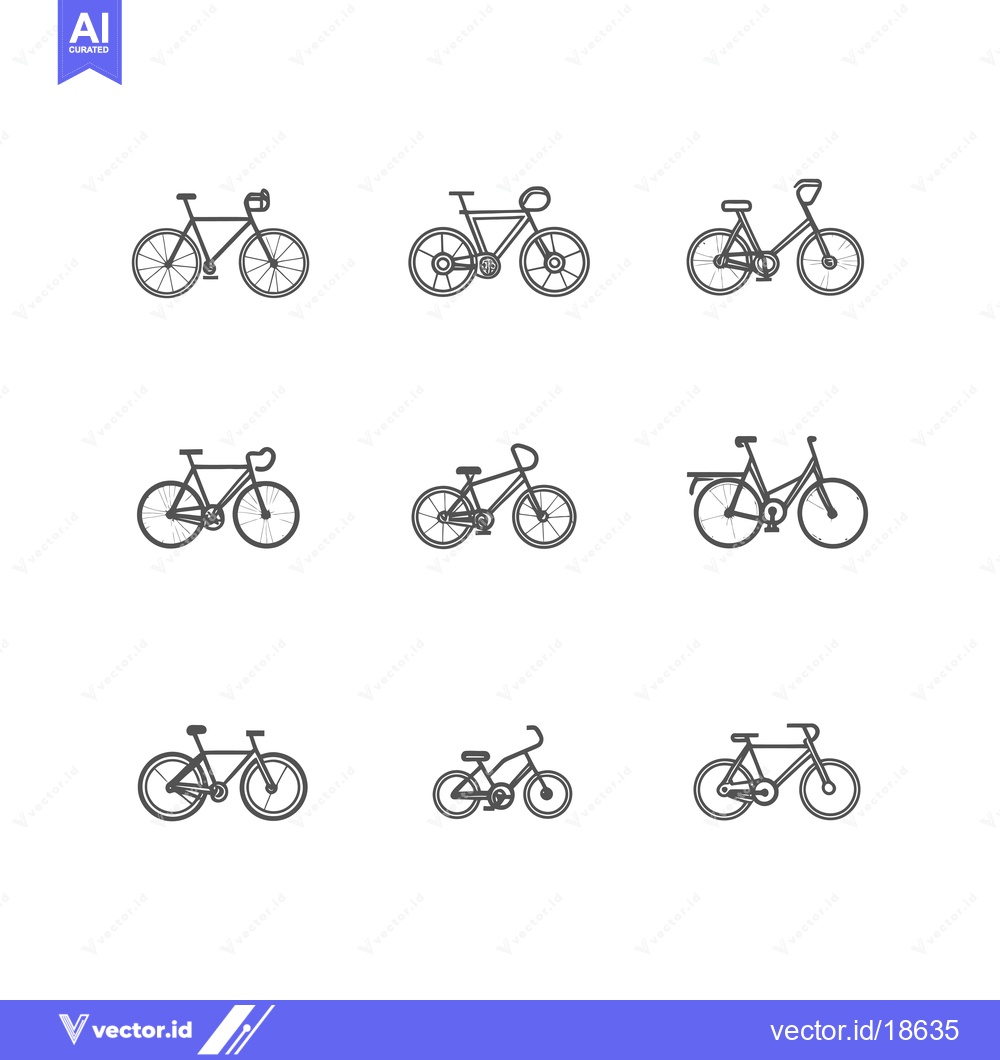 Premium Vector of A Set of Nine Hand-Drawn Bicycle Illustrations