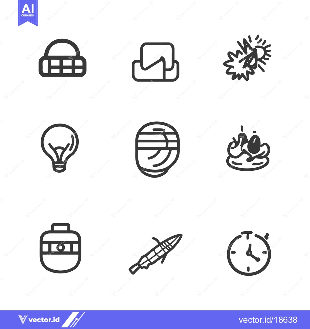 Premium Vector dari A Set of Nine Hand-Drawn Icons in a Simple Style