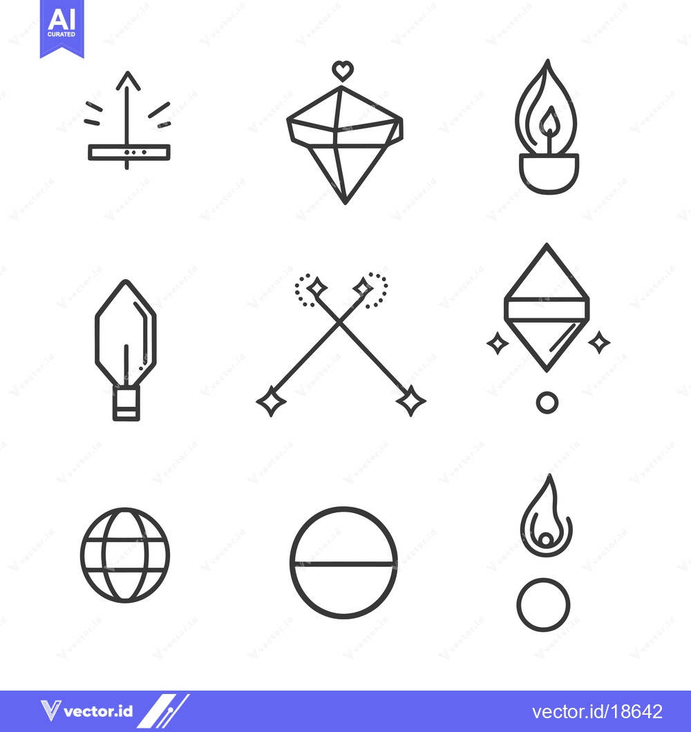 Premium Vector of A Set of Nine Hand-Drawn Line Art Icons