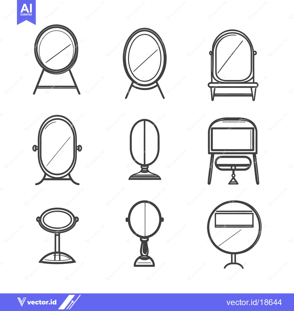 Premium Vector dari A Set of Nine Hand-Drawn Mirror Illustrations
