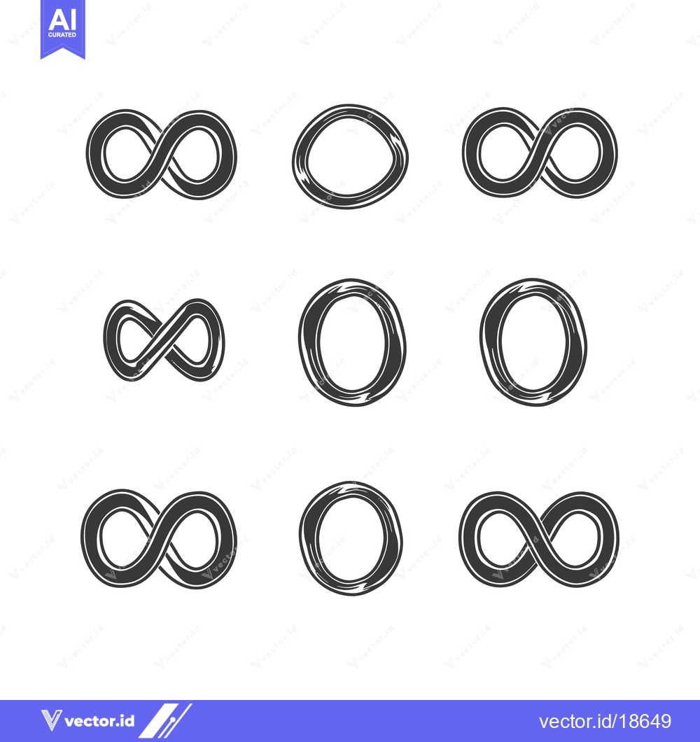 Premium Vector dari A set of nine infinity symbols and circles, each with a unique shape a