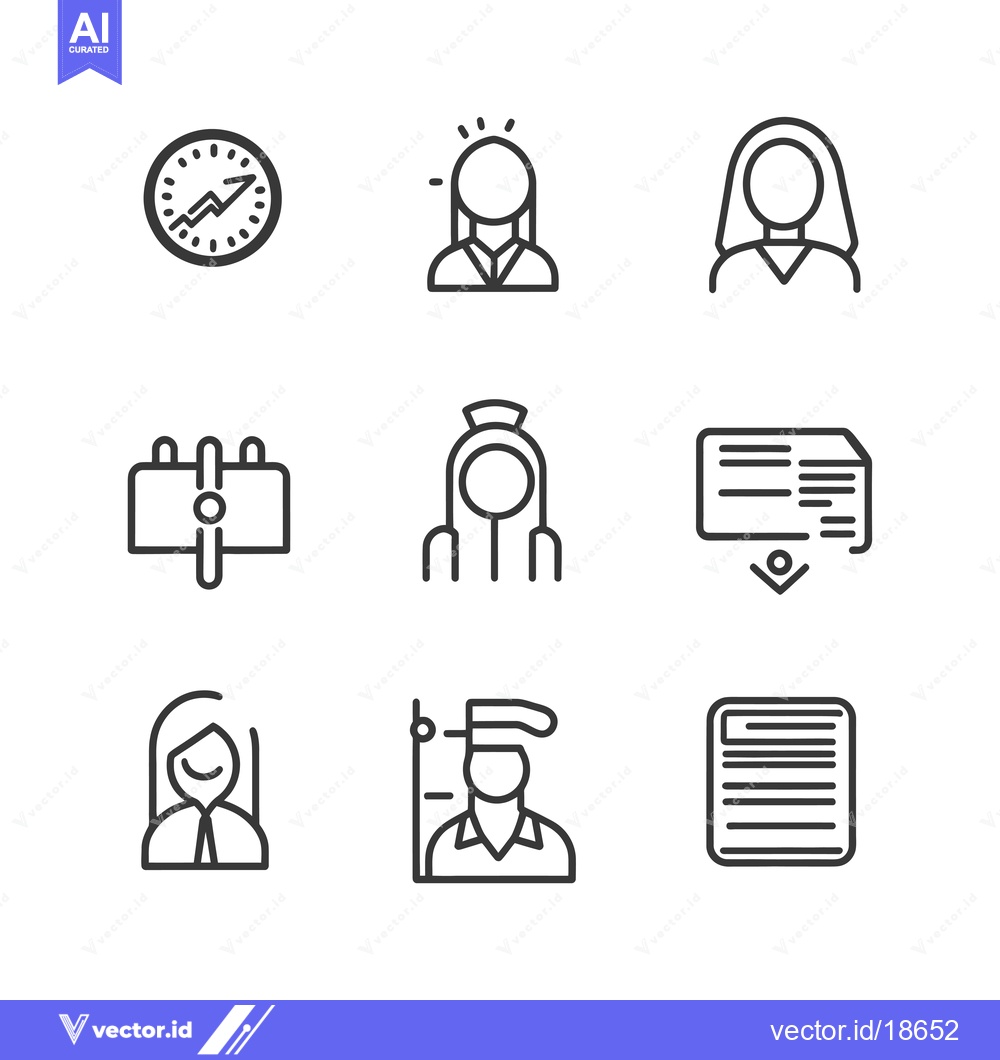 Premium Vector dari A set of nine line art icons depicting various business and profession