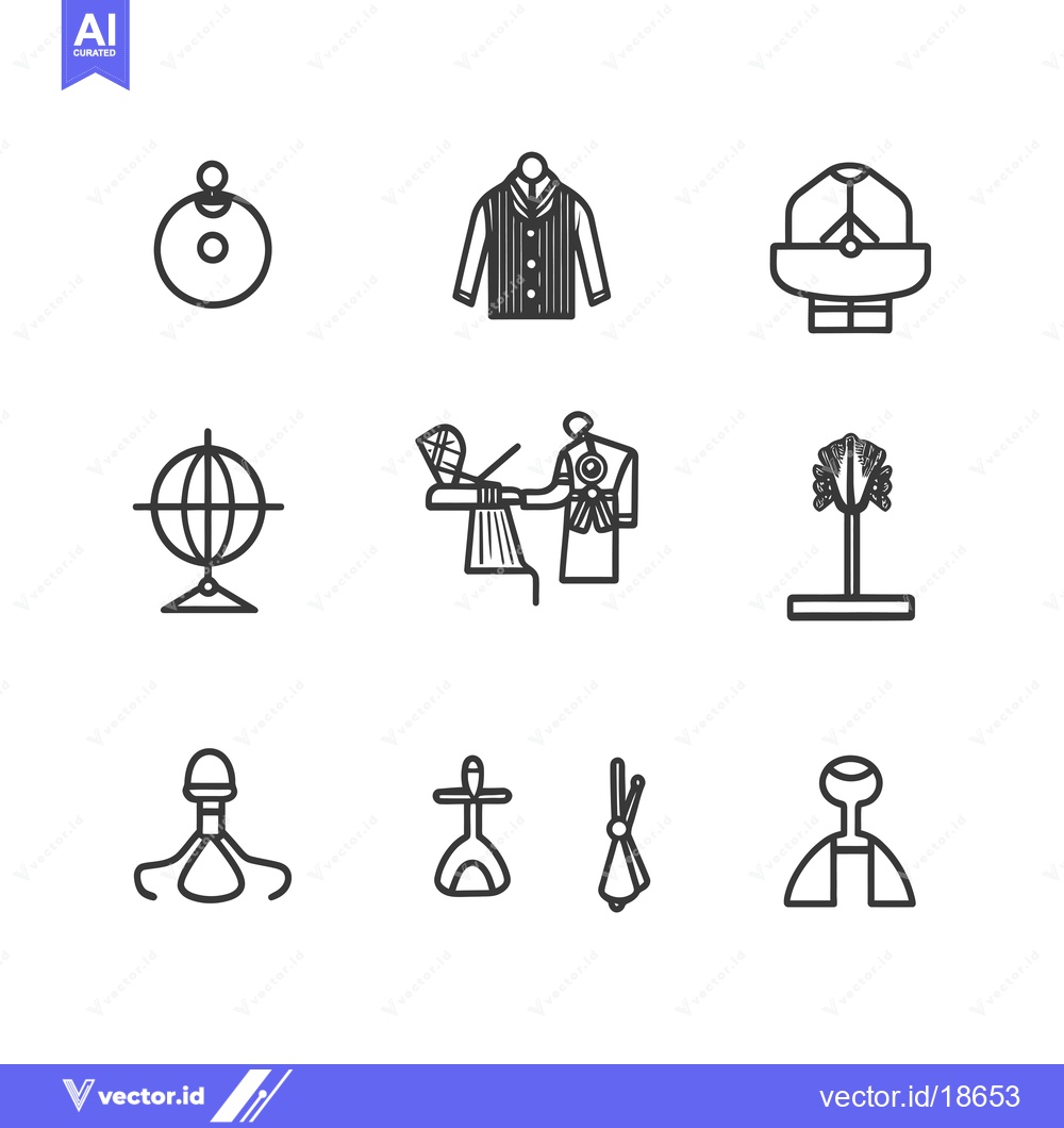 Premium Vector dari A Set of Nine Line Art Icons Featuring Various Objects and Symbols