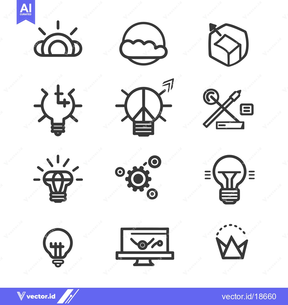 Premium Vector dari A Set of Nine Line Drawings Depicting Innovation Concepts