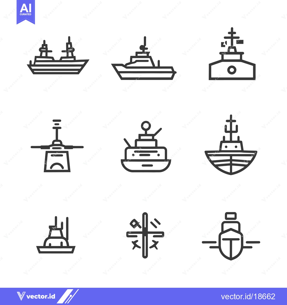 Premium Vector of A Set of Nine Line Drawings Depicting Various Types of Boats