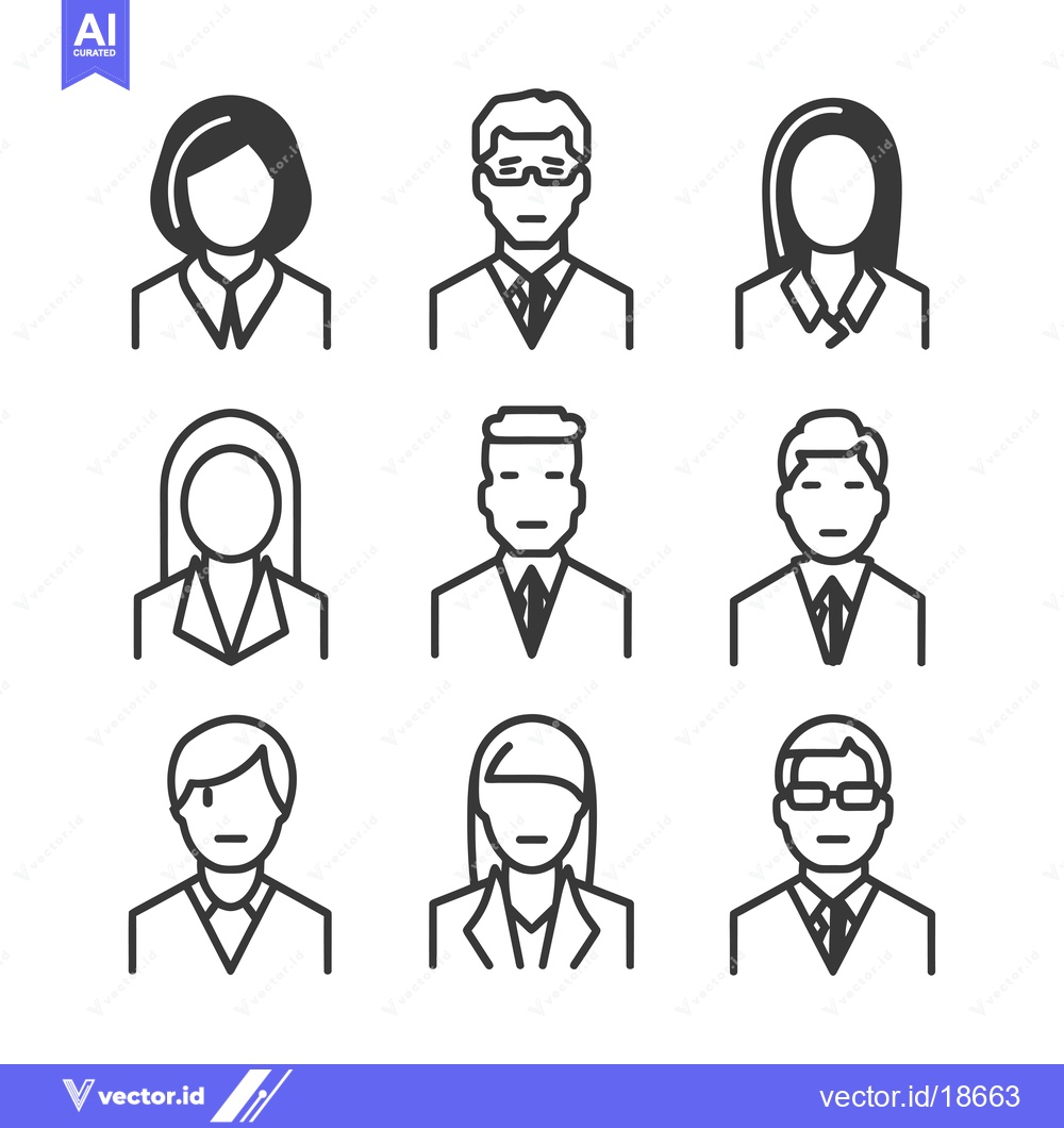 Premium Vector dari A Set of Nine Line Drawings of Business People