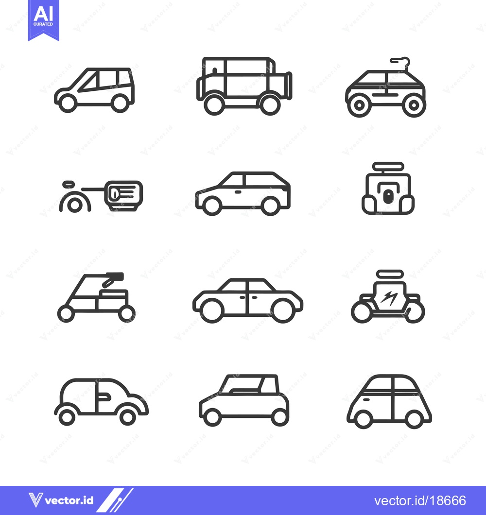 Premium Vector dari A Set of Nine Line Drawings of Different Types of Vehicles