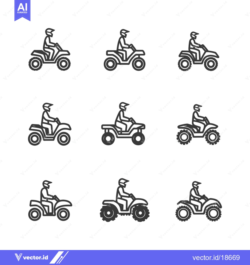 Premium Vector of A Set of Nine Line Drawings of People Riding ATVs