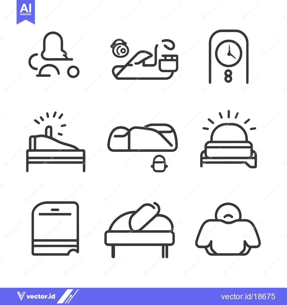 Premium Vector dari A Set of Nine Line Drawings Representing Sleep and Wakefulness