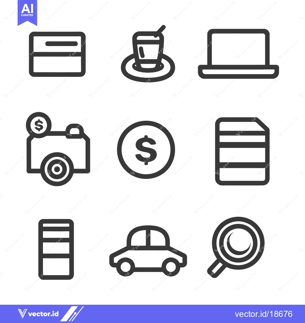 Premium Vector dari A set of nine line icons depicting various objects and concepts
