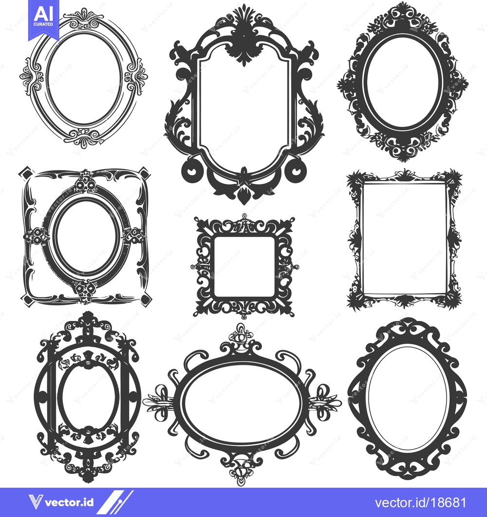 Premium Vector of A Set of Nine Ornate Decorative Frames