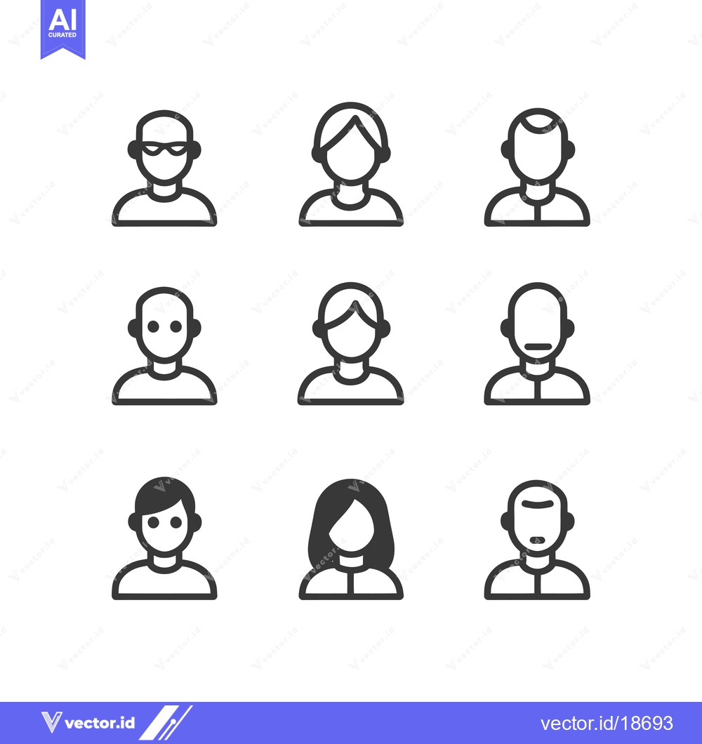 Premium Vector dari A Set of Nine Simple Black and White Profile Icons
