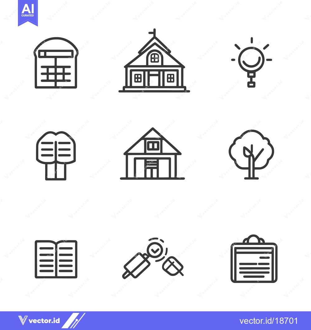 Premium Vector dari A set of nine simple line icons depicting various objects and ideas