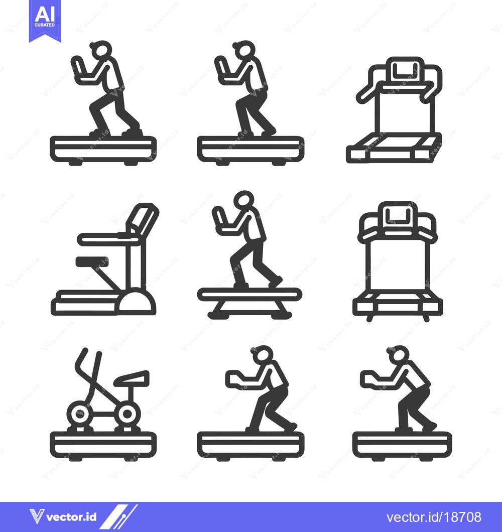 Premium Vector dari A Set of Nine Treadmill Icons, Featuring Simple Stick Figures