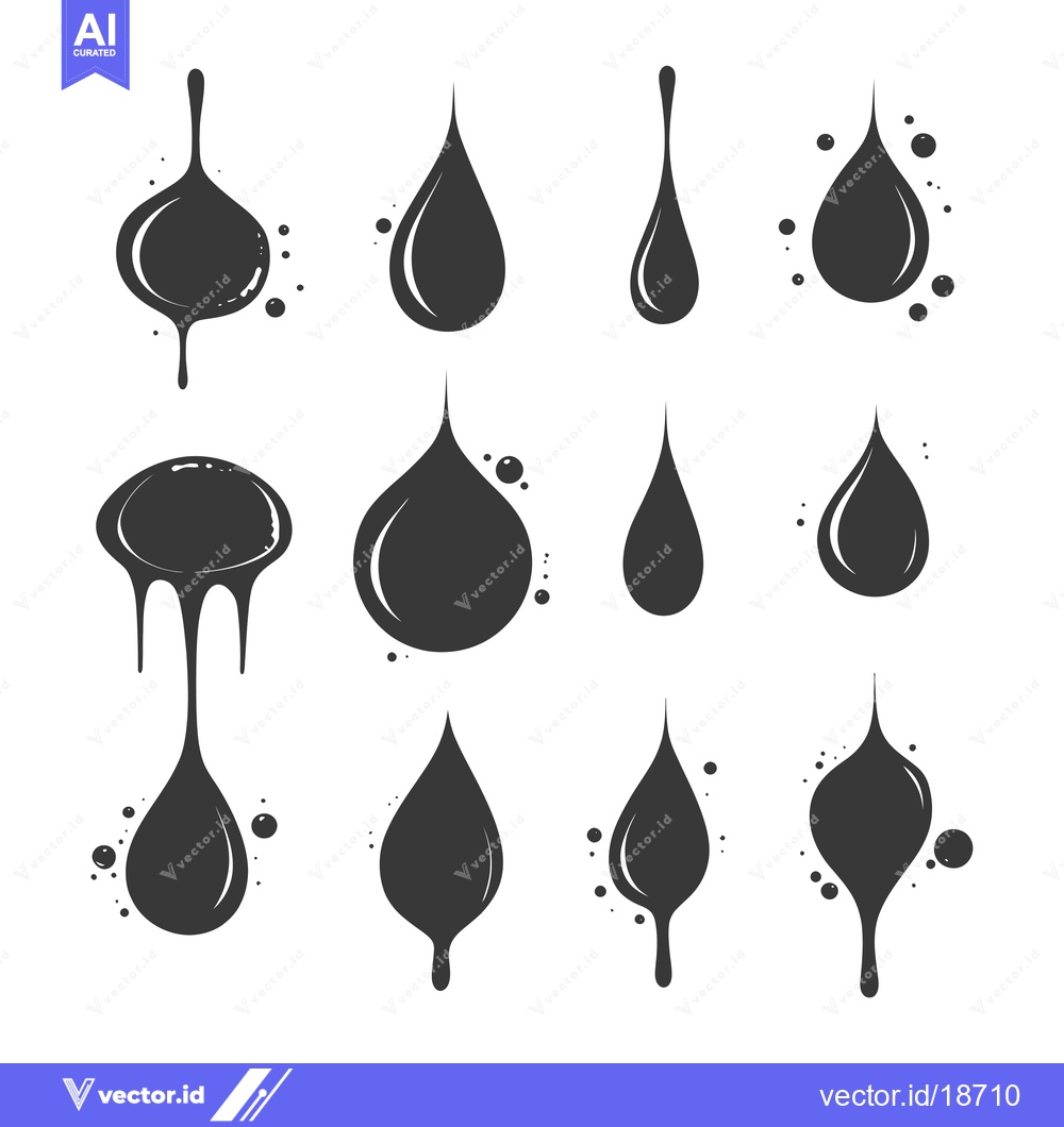 Premium Vector of A Set of Nine Unique Black Droplet Icons in Various Styles