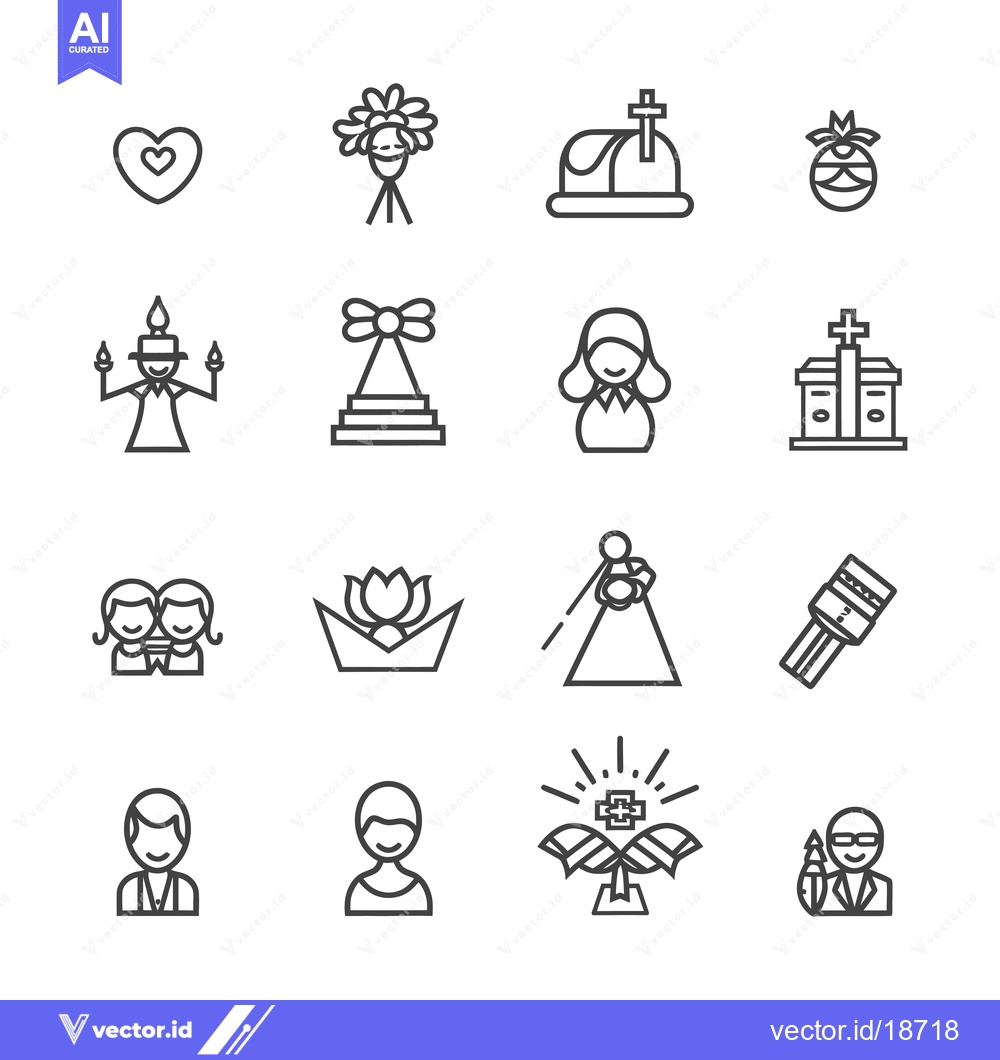 Premium Vector of A Set of Religious Icons in a Line Art Style