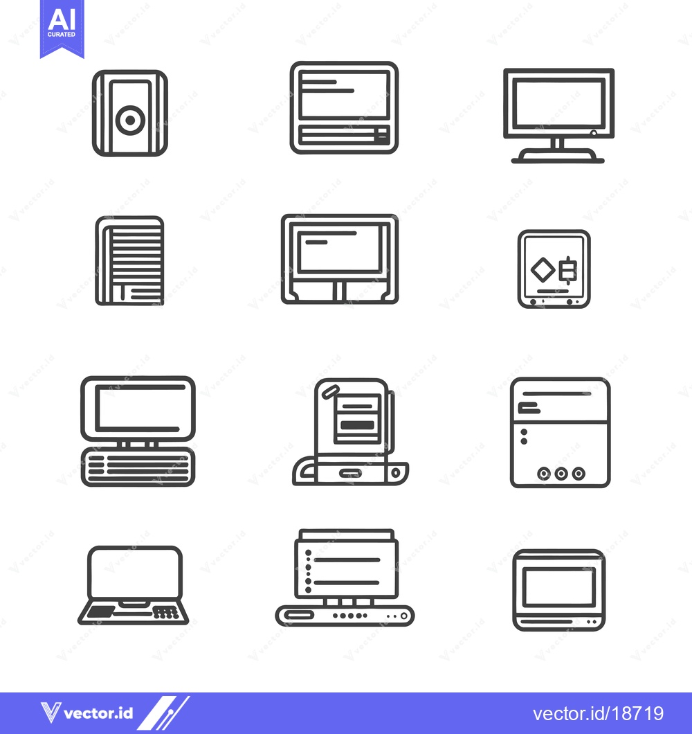 Premium Vector of A set of retro computer hardware icons