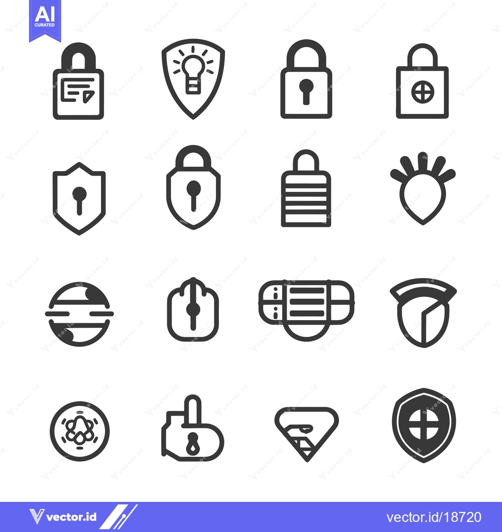 Premium Vector of A Set of Security and Protection Icons in Outline Style