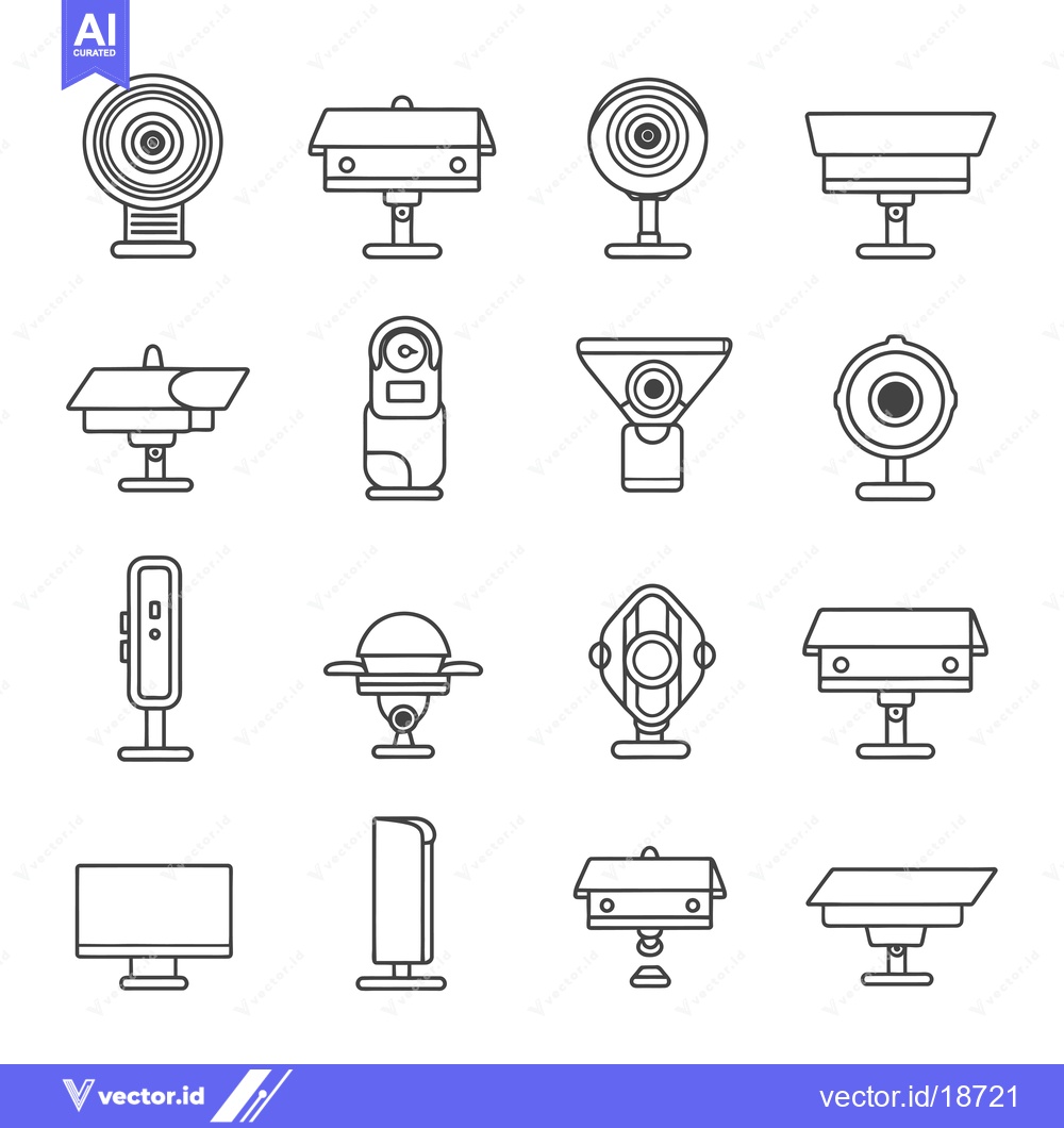 Premium Vector dari A Set of Security Camera and CCTV Outline Icons