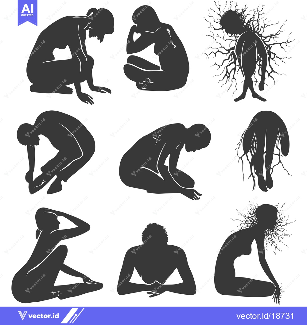 Premium Vector of A Set of Silhouettes of Women Embracing Their Inner Nature