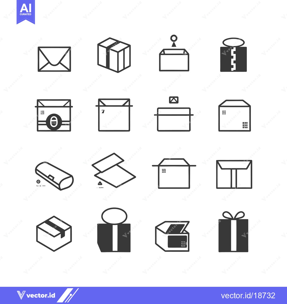 Premium Vector of A Set of Simple Black and White Line Icons Depicting Various Shipping