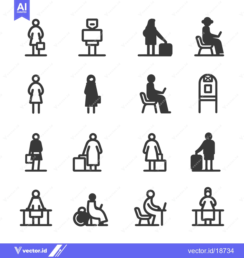 Premium Vector dari A Set of Simple Icon Illustrations Depicting People Traveling in an Ai
