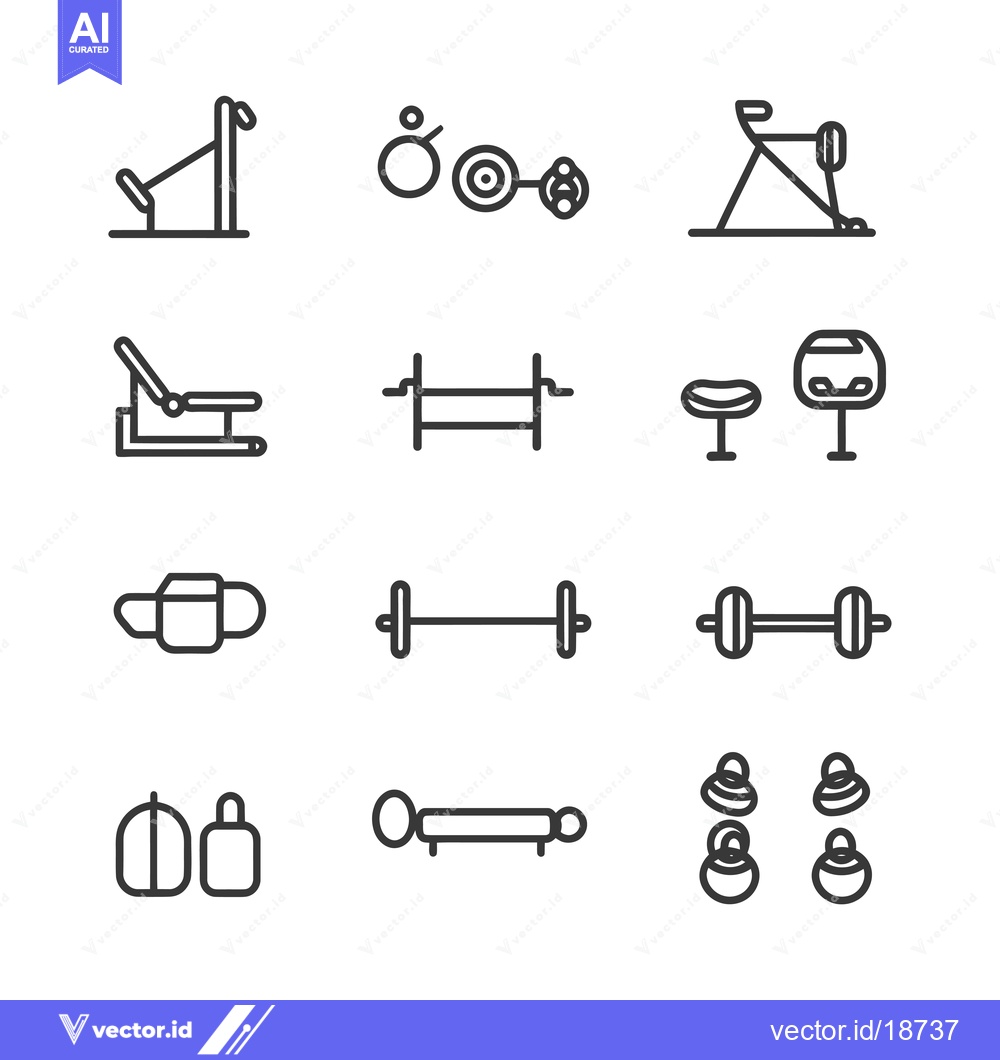 Premium Vector dari A Set of Simple Line Drawings of Fitness Equipment