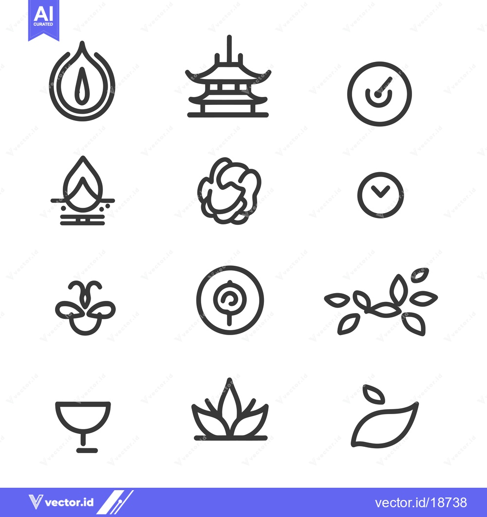 Premium Vector dari A Set of Simple, Line-Drawn Asian-Inspired Icons