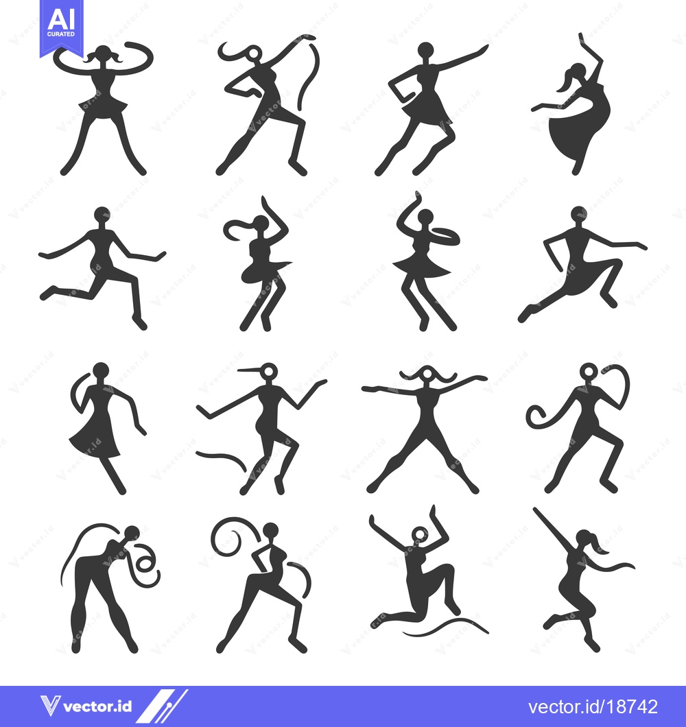 Premium Vector dari A Set of Simple Silhouettes Depicting Dancing Women