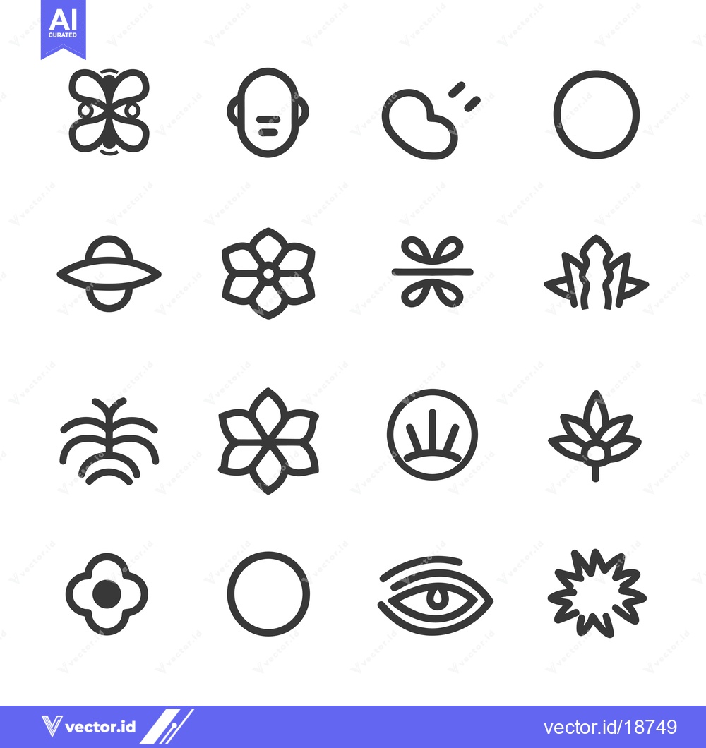 Premium Vector dari A Set of Sixteen Abstract Line Art Icons