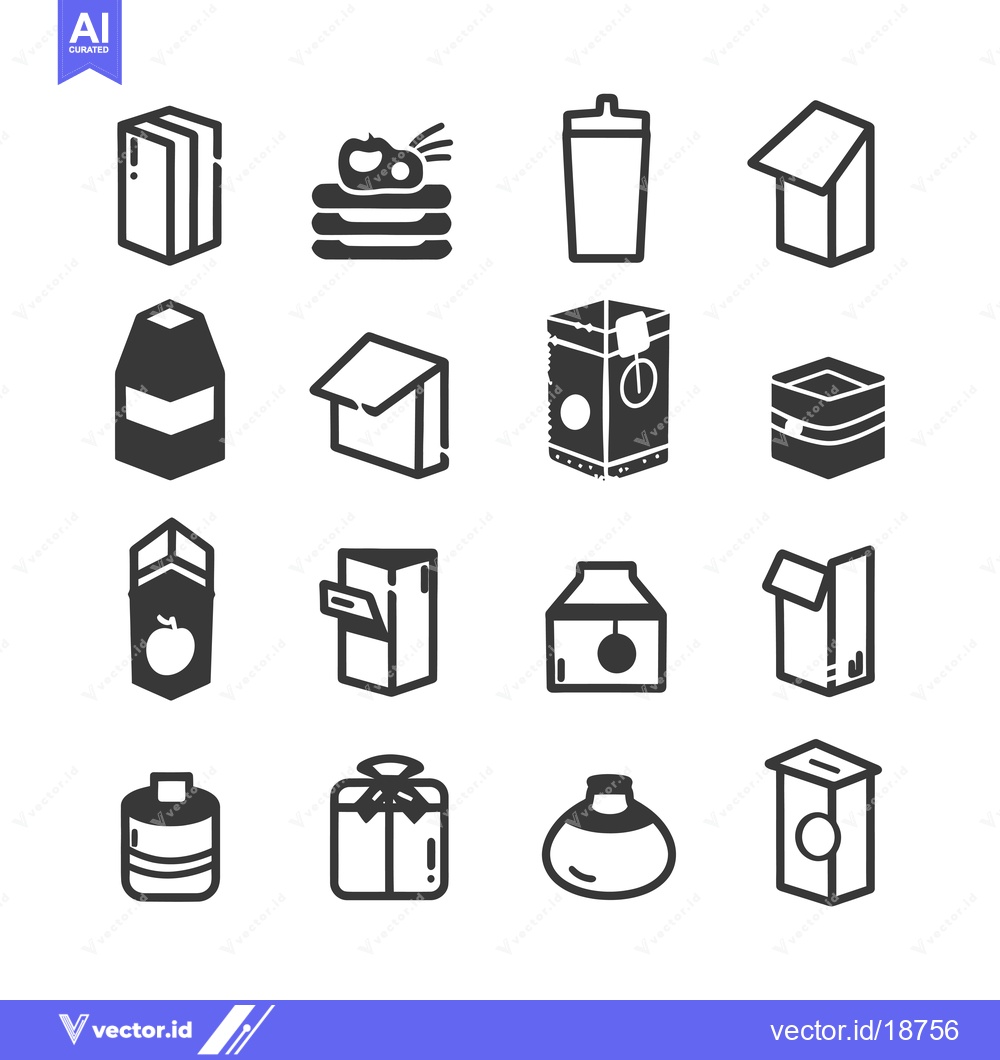 Premium Vector dari A Set of Sixteen Black and White Box Icons