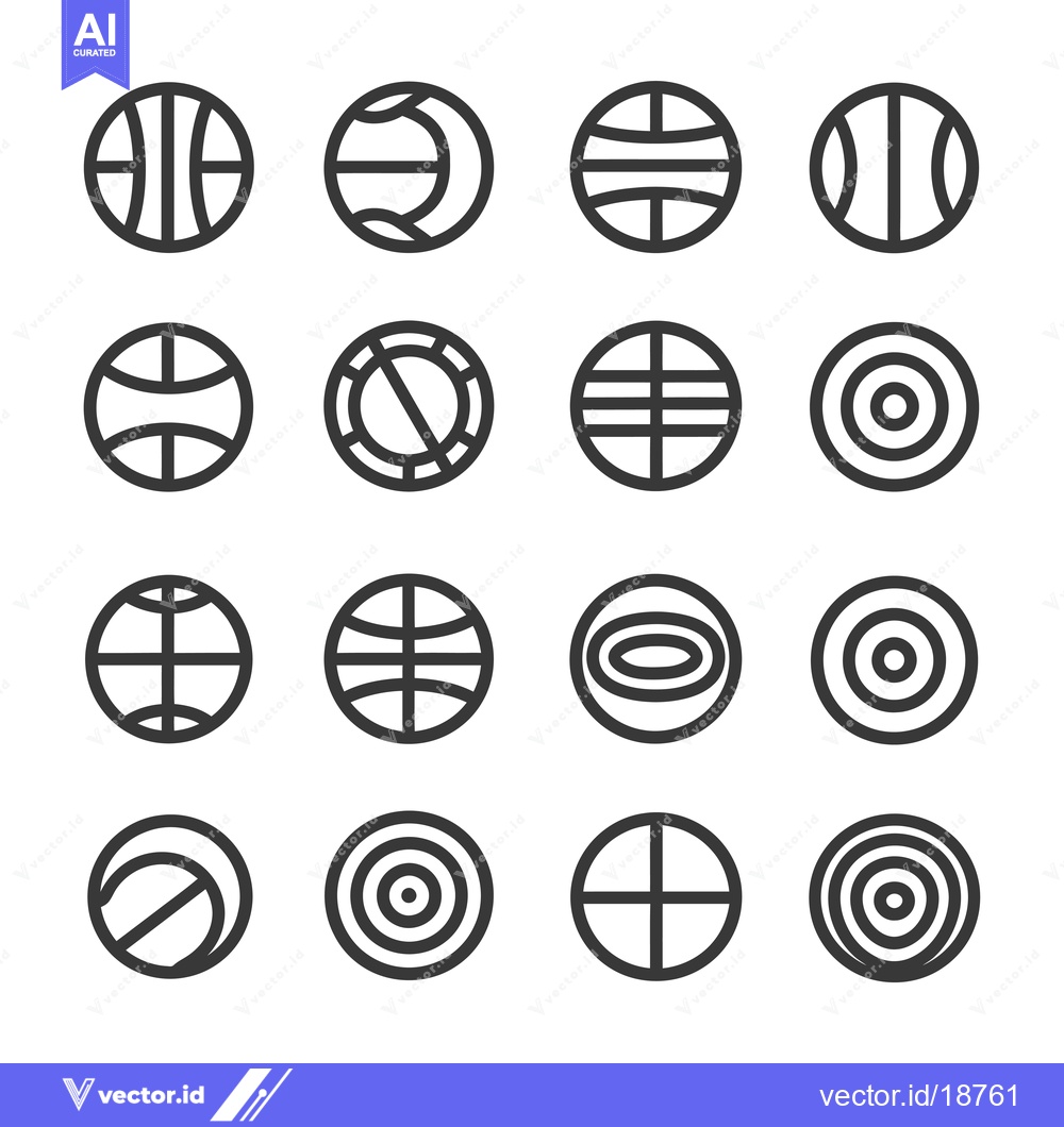 Premium Vector dari A Set of Sixteen Black and White Circular Icons Featuring Geometric Pa