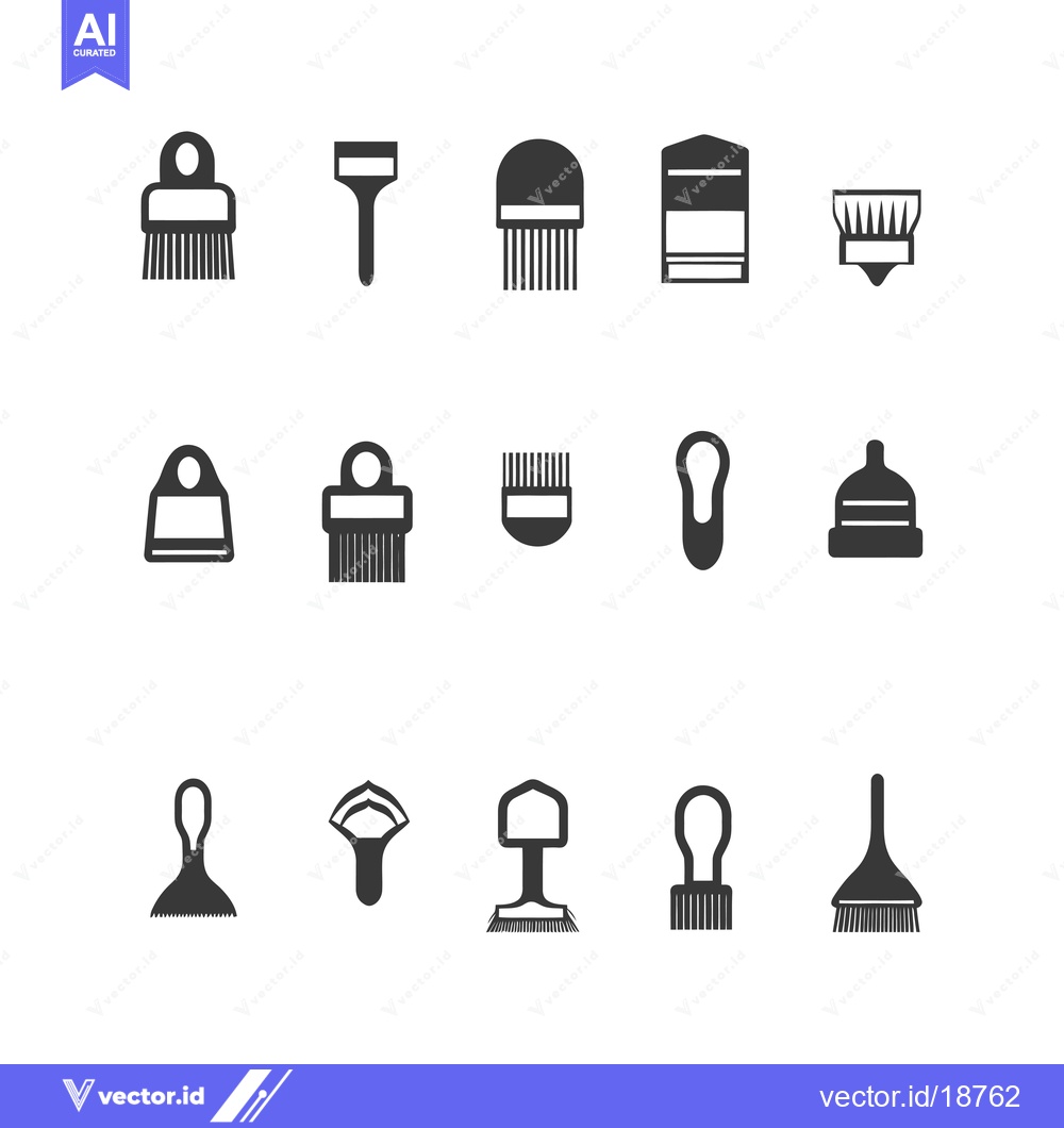 Premium Vector dari A Set of Sixteen Black and White Cleaning Brush Icons