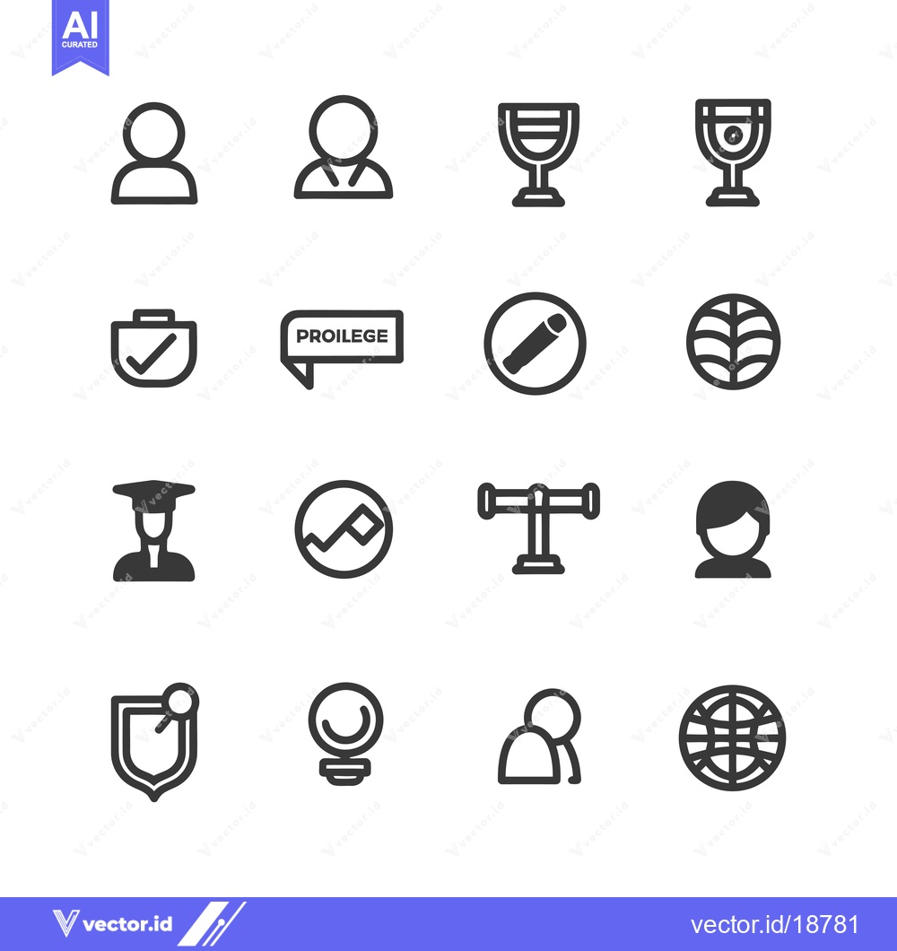 Premium Vector dari A Set of Sixteen Black and White Line Icons for a Website or App