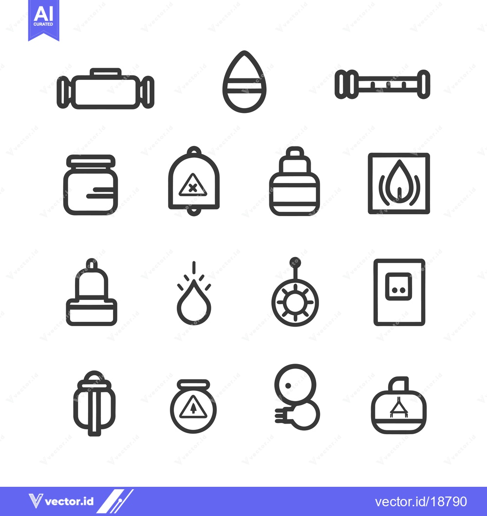 Premium Vector of A Set of Sixteen Black and White Outline Icons Related to Water
