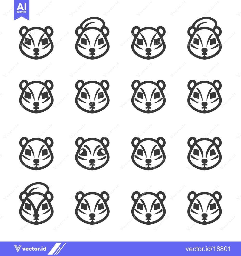 Premium Vector dari A Set of Sixteen Black and White Squirrel Illustrations with Varying F